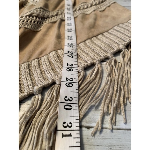 INC International Concepts FAUX‎ SUEDE Western BOHO Open Front FRINGE Jacket XS - Picture 6 of 6